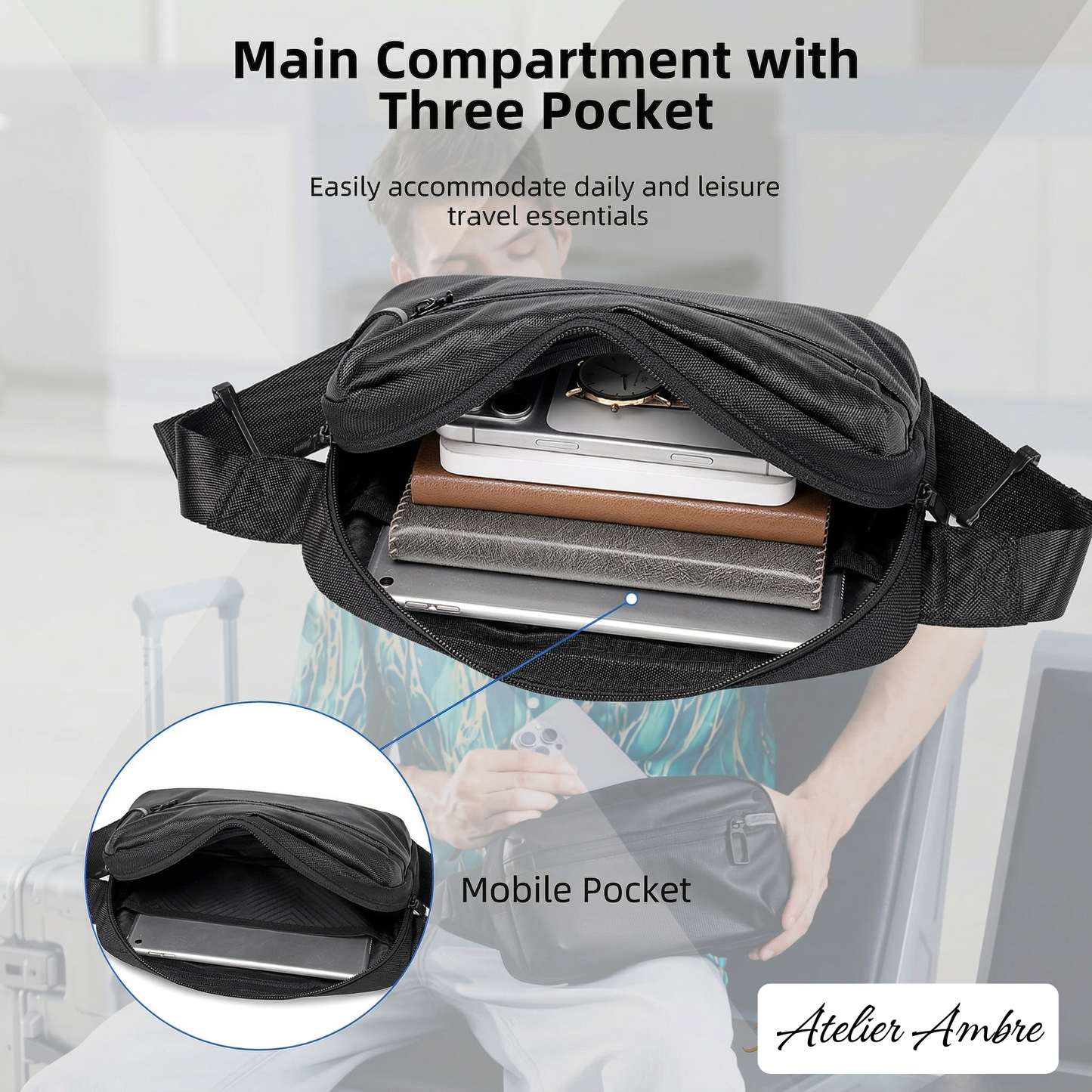 Sac Bandoulière Premium Golden Wolf – Antivol & Imperméable