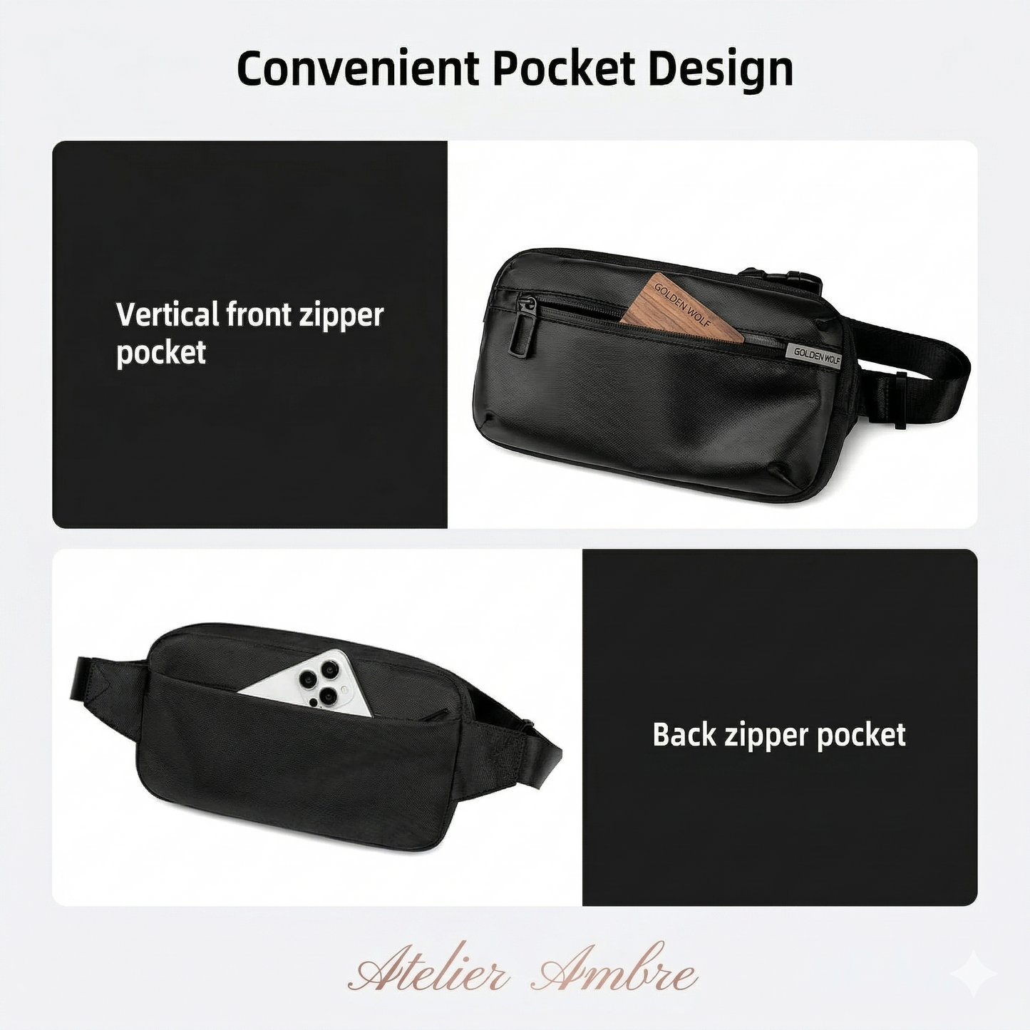 Sac Bandoulière Premium Golden Wolf – Antivol & Imperméable