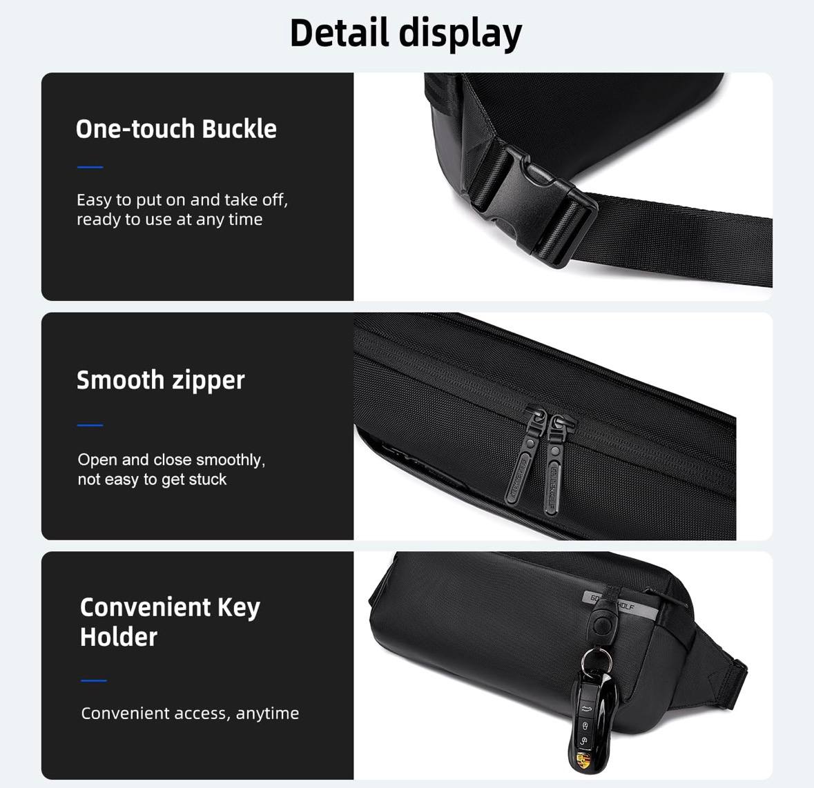 Sac Bandoulière Premium Golden Wolf – Antivol & Imperméable