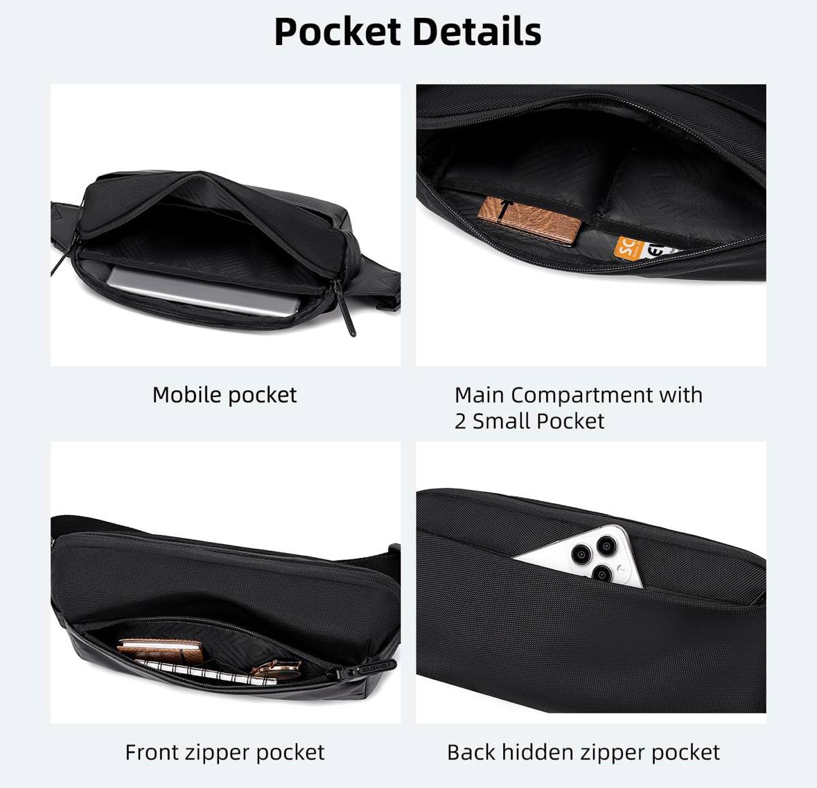 Sac Bandoulière Premium Golden Wolf – Antivol & Imperméable