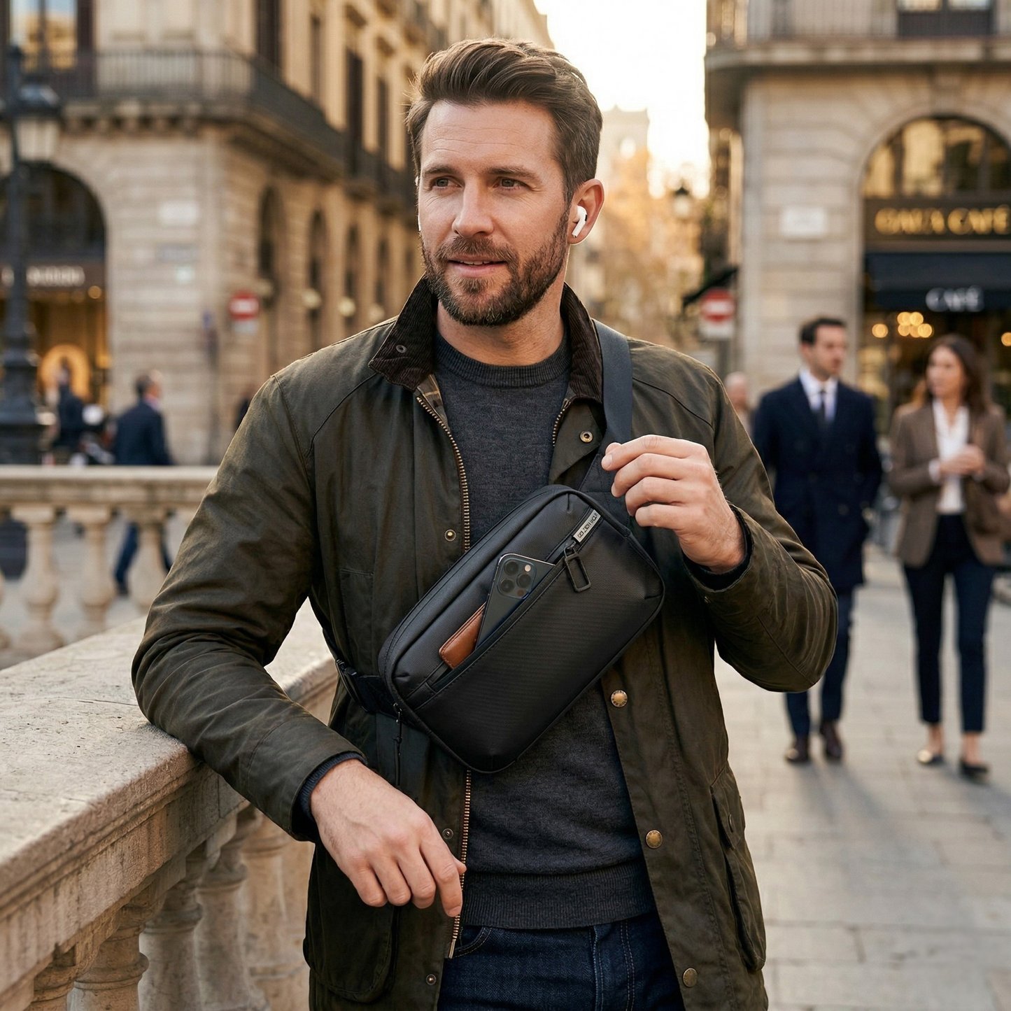 Sac Bandoulière Premium Golden Wolf – Antivol & Imperméable