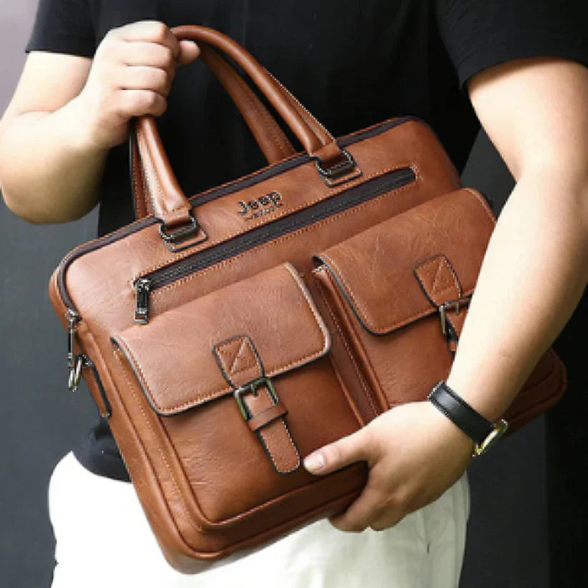 Sac Business Homme en Cuir JEEP Buluo pour PC - ATELIER AMBRE